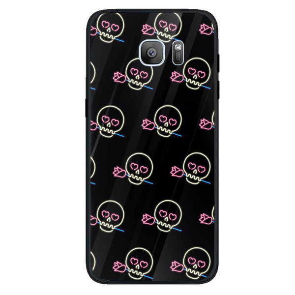 Halloween Skull Tempered Glass Phone Case for Samsung Galaxy S7