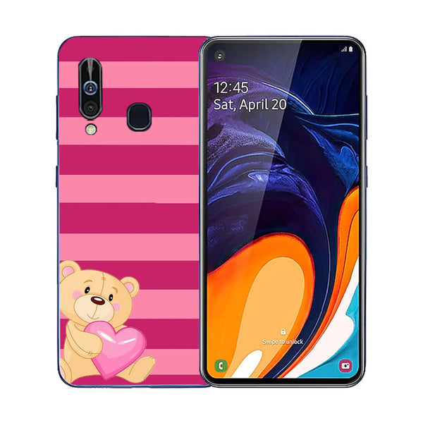 Cute Teddy Bear Tempered Glass Phone Case for Samsung Galaxy A60