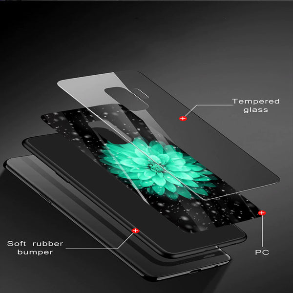 Beautiful Flowers Tempered Glass Phone Case for Samsung Galaxy S9 Plus