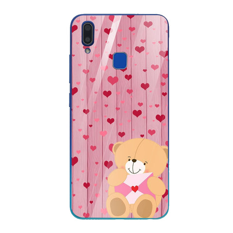 Cute Teddy Bear Tempered Glass Phone Case for Vivo Y91