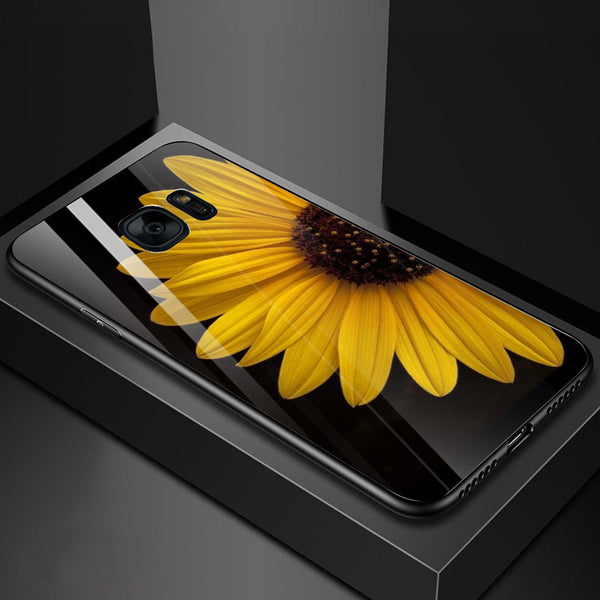 Beautiful Flowers Tempered Glass Phone Case for Samsung Galaxy S7 Edge