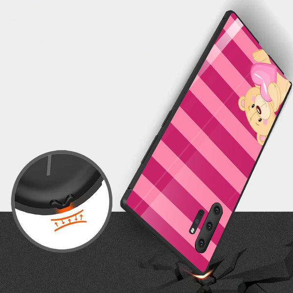 Cute Teddy Bear Tempered Glass Phone Case for Samsung Galaxy Note 10 Plus