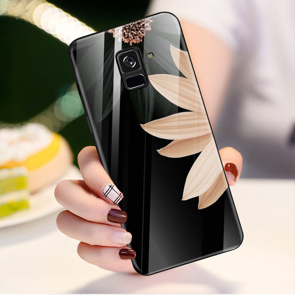Beautiful Flowers Tempered Glass Phone Case for Samsung Galaxy A8 Plus