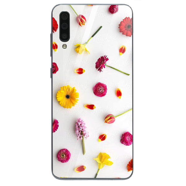 Beautiful Flowers Tempered Glass Phone Case for Samsung Galaxy A70