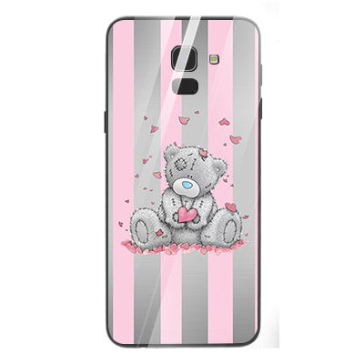 Cute Teddy Bear Tempered Glass Phone Case for Samsung Galaxy J6 2018