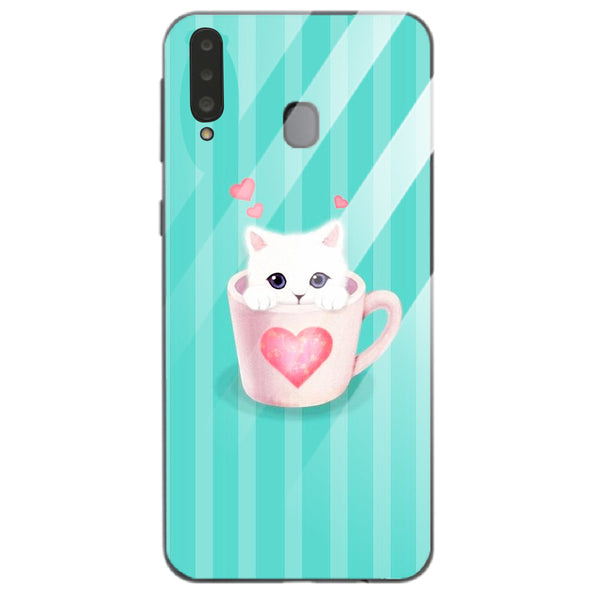 Cute Teddy Bear Tempered Glass Phone Case for Samsung