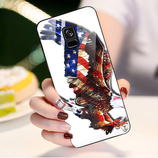 Eagle Tempered Glass Phone Case for Samsung Galaxy A8 Plus