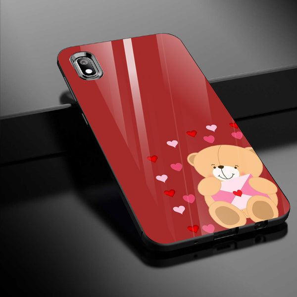 Cute Teddy Bear Tempered Glass Phone Case for Samsung Galaxy A10