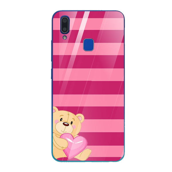 Cute Teddy Bear Tempered Glass Phone Case for Vivo Y91