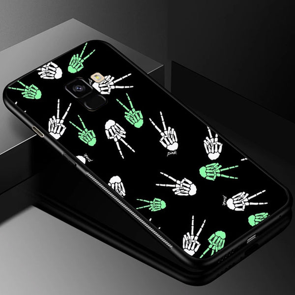 Halloween Skull Tempered Glass Phone Case for Samsung Galaxy A8 Plus