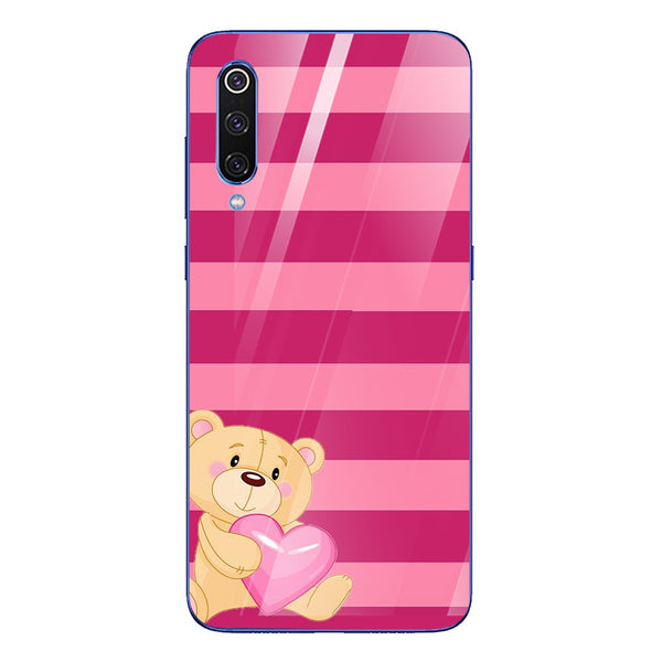 Cute Teddy Bear Tempered Glass Phone Case for Xiaomi Mi 9 SE