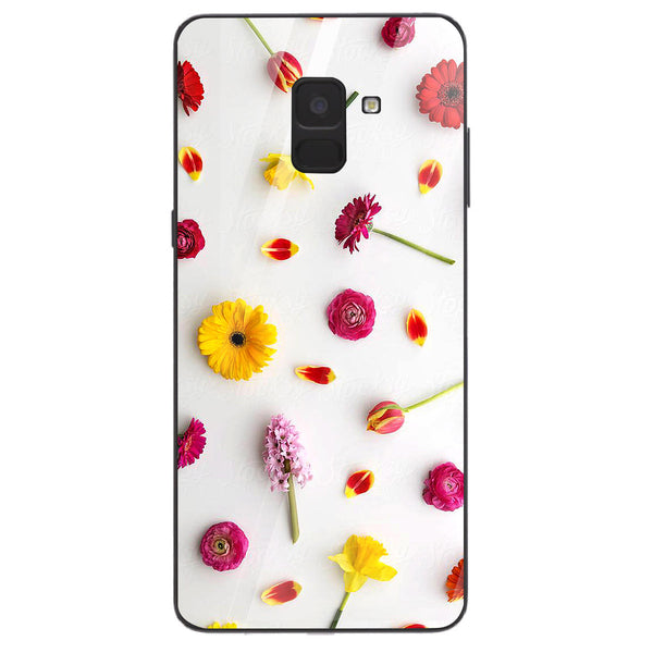 Beautiful Flowers Tempered Glass Phone Case for Samsung Galaxy A8 Plus