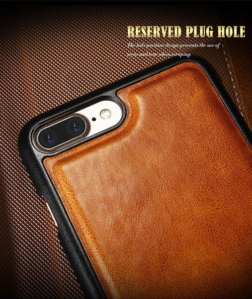 Vintage Leather Three Fold Flip Wallet Case For iPhone 7 Plus