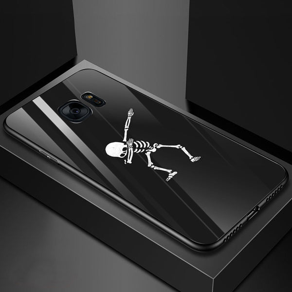 Halloween Skull Tempered Glass Phone Case for Samsung Galaxy S7