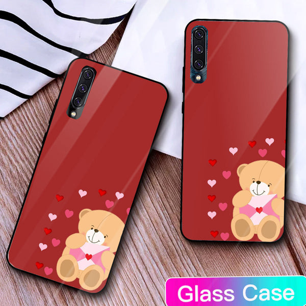 Cute Teddy Bear Tempered Glass Phone Case for Samsung Galaxy A50S