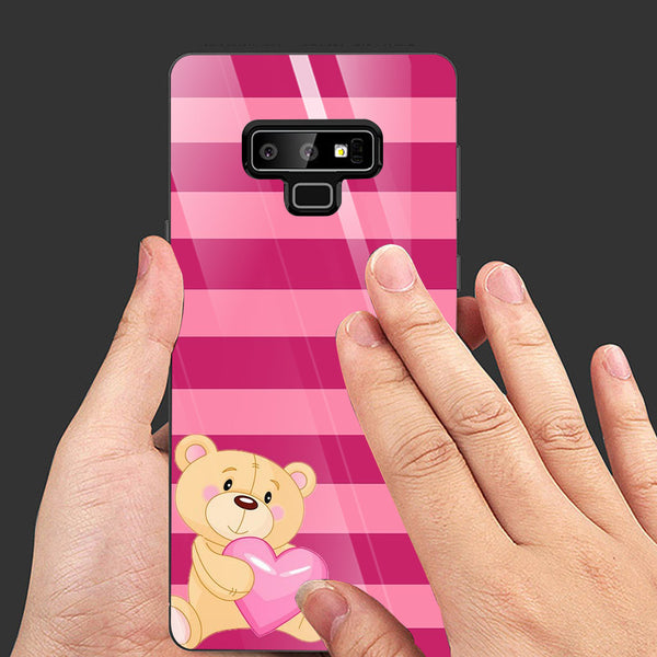 Cute Teddy Bear Tempered Glass Phone Case for Samsung Galaxy Note 9