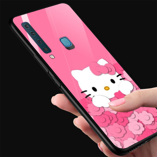 Cute Teddy Bear Tempered Glass Phone Case for Samsung Galaxy A9 2018