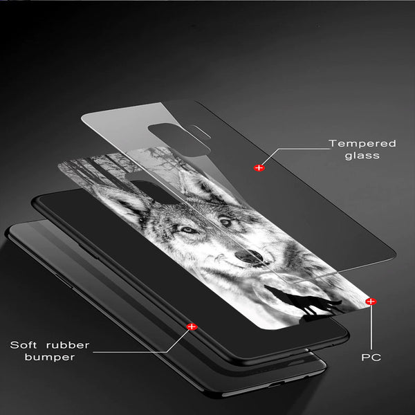 Wolf Eyes Tempered Glass Phone Case for Samsung Galaxy S9 Plus
