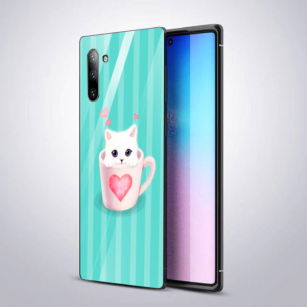 Cute Teddy Bear Tempered Glass Phone Case for Samsung Galaxy Note 10