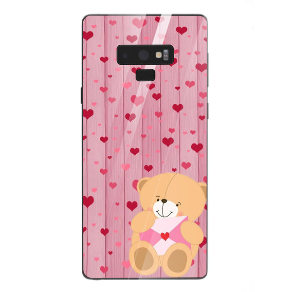 Cute Teddy Bear Tempered Glass Phone Case for Samsung Galaxy Note 9