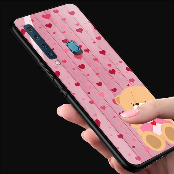 Cute Teddy Bear Tempered Glass Phone Case for Samsung Galaxy A9 2018