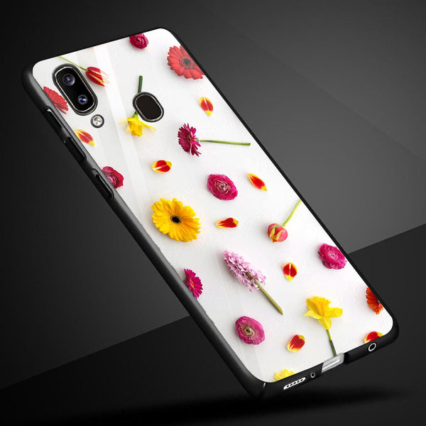 Beautiful Flowers Tempered Glass Phone Case for Samsung Galaxy A20
