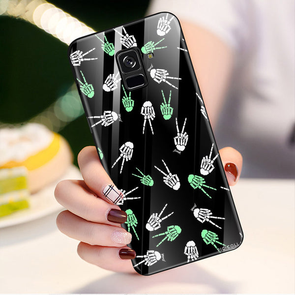 Halloween Skull Tempered Glass Phone Case for Samsung Galaxy A8 Plus