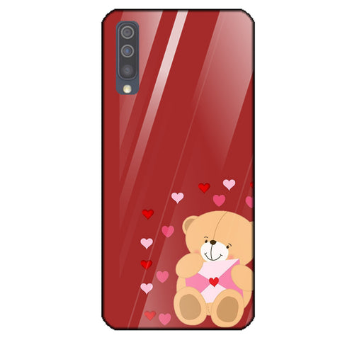 Cute Teddy Bear Tempered Glass Phone Case for Samsung Galaxy A50