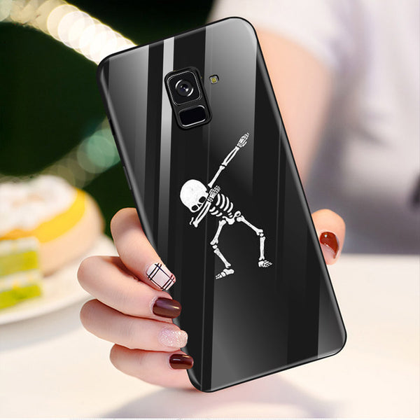 Halloween Skull Tempered Glass Phone Case for Samsung Galaxy A8 Plus
