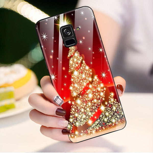 Merry Chrismas Tempered Glass Phone Case for Samsung Galaxy A8 Plus