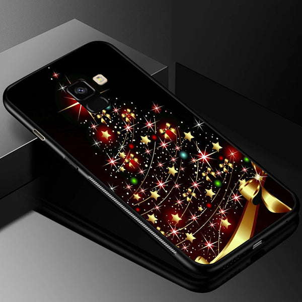 Merry Chrismas Tempered Glass Phone Case for Samsung Galaxy A8 Plus