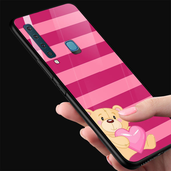 Cute Teddy Bear Tempered Glass Phone Case for Samsung Galaxy A9 2018