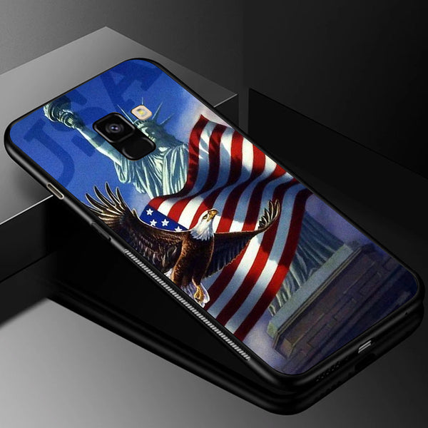 Eagle Tempered Glass Phone Case for Samsung Galaxy A8 Plus