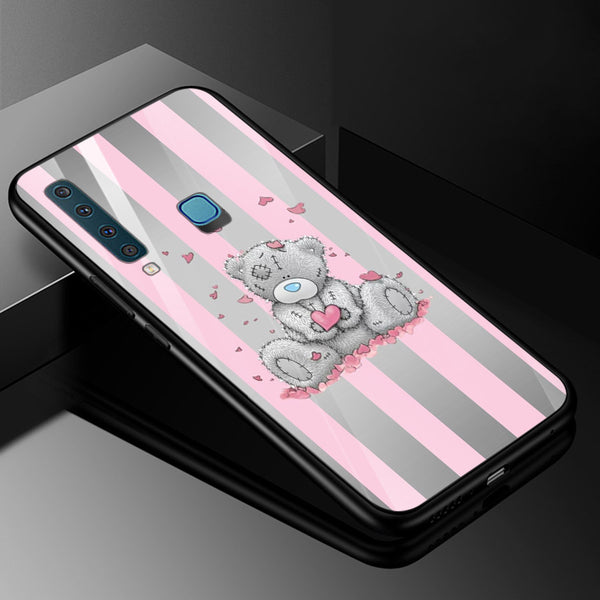 Cute Teddy Bear Tempered Glass Phone Case for Samsung Galaxy A9 2018