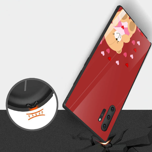 Cute Teddy Bear Tempered Glass Phone Case for Samsung Galaxy Note 10 Plus