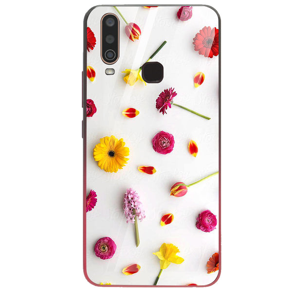 Beautiful Flowers Tempered Glass Phone Case for Vivo Y17