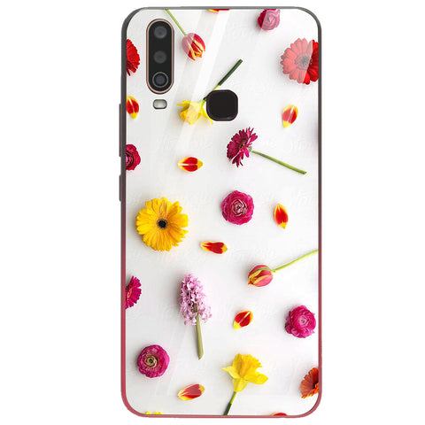 Beautiful Flowers Tempered Glass Phone Case for Vivo Y17