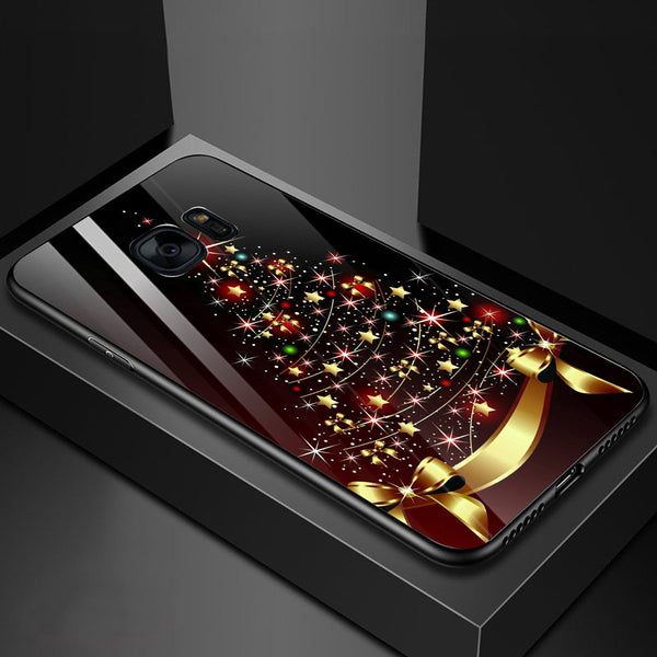 Merry Chrismas Tempered Glass Phone Case for Samsung Galaxy S7