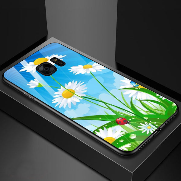 Beautiful Flowers Tempered Glass Phone Case for Samsung Galaxy S7 Edge