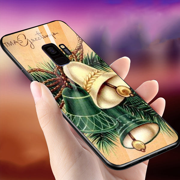 Merry Chrismas Tempered Glass Phone Case for Samsung Galaxy S9