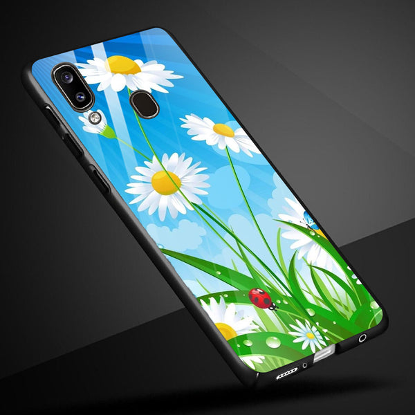 Beautiful Flowers Tempered Glass Phone Case for Samsung Galaxy A20