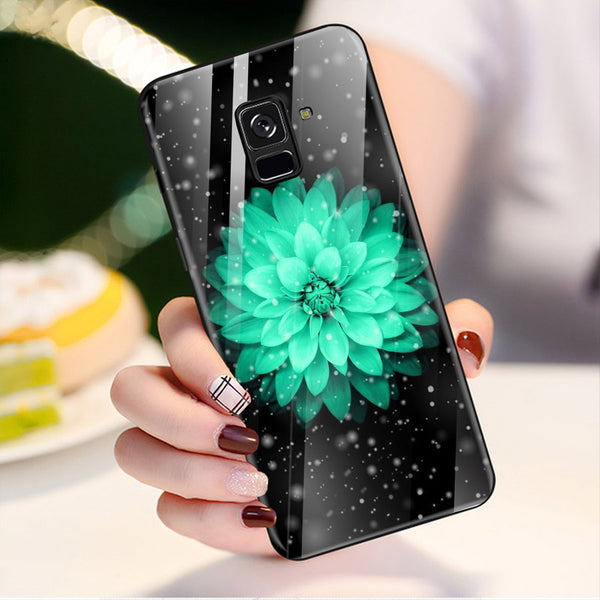 Beautiful Flowers Tempered Glass Phone Case for Samsung Galaxy A8 Plus