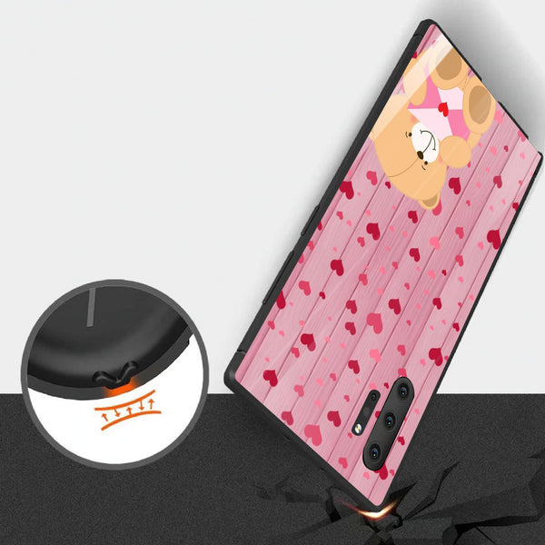 Cute Teddy Bear Tempered Glass Phone Case for Samsung Galaxy Note 10 Plus