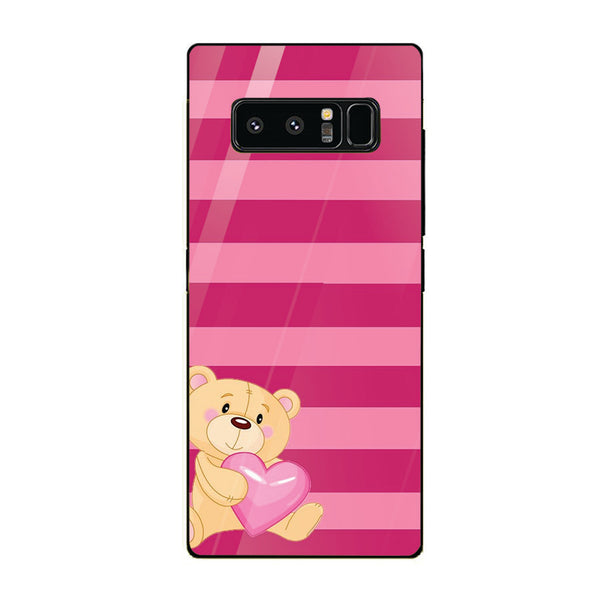Cute Teddy Bear Tempered Glass Phone Case for Samsung Galaxy Note 8