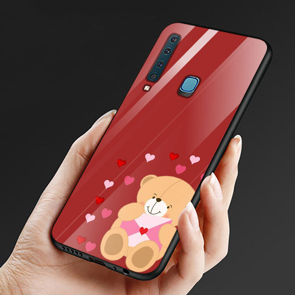 Cute Teddy Bear Tempered Glass Phone Case for Samsung Galaxy A9 2018
