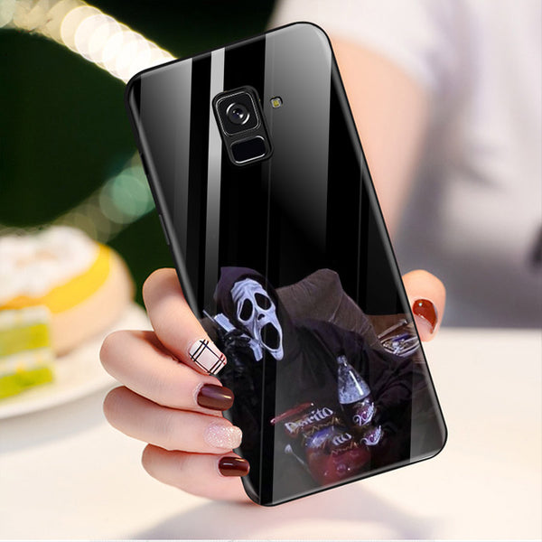 Halloween Skull Tempered Glass Phone Case for Samsung Galaxy A8 Plus
