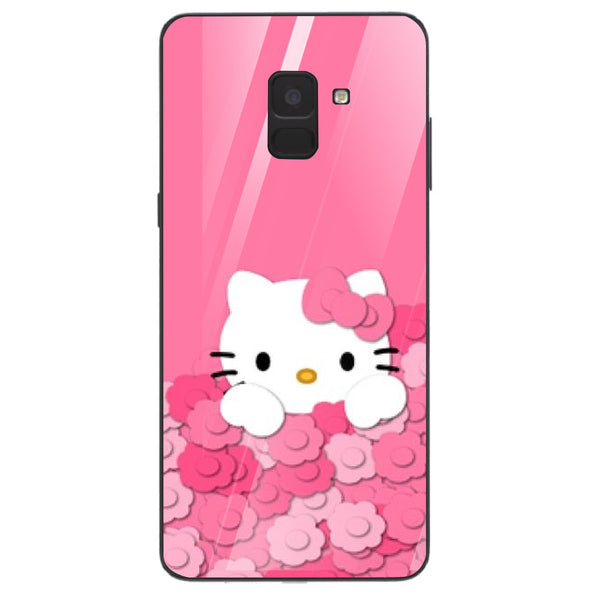 Cute Teddy Bear Tempered Glass Phone Case for Samsung Galaxy A8 Plus