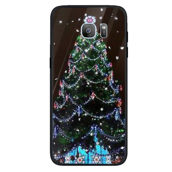 Merry Chrismas Tempered Glass Phone Case for Samsung Galaxy S7 Edge