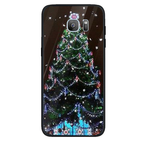 Merry Chrismas Tempered Glass Phone Case for Samsung Galaxy S7 Edge