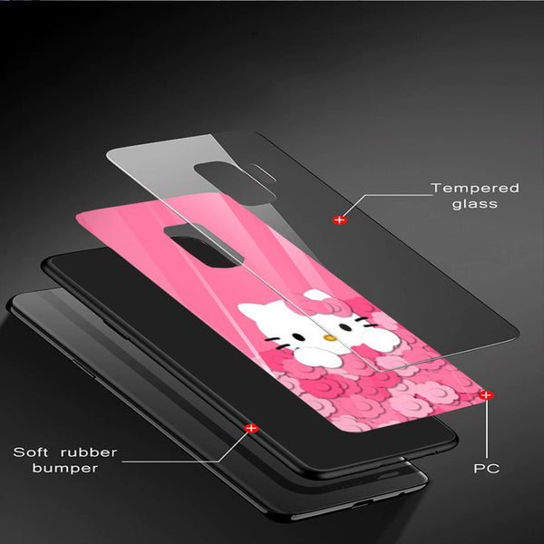 Cute Teddy Bear Tempered Glass Phone Case for Samsung Galaxy S9
